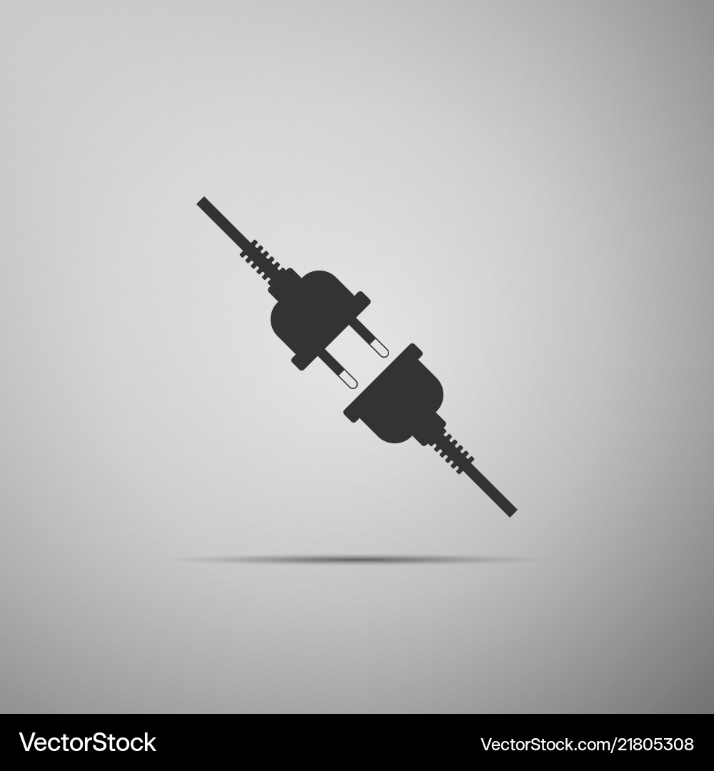 Electric wire plug and socket icon isolated Vector Image