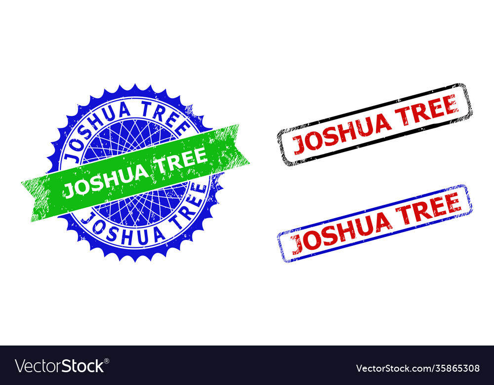 Joshua tree rosette and rectangle bicolor badges