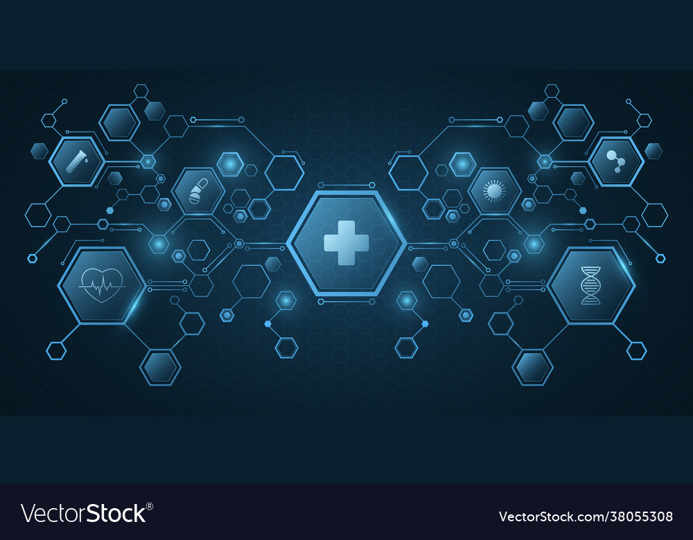 Medical science concept blue hexagon pattern