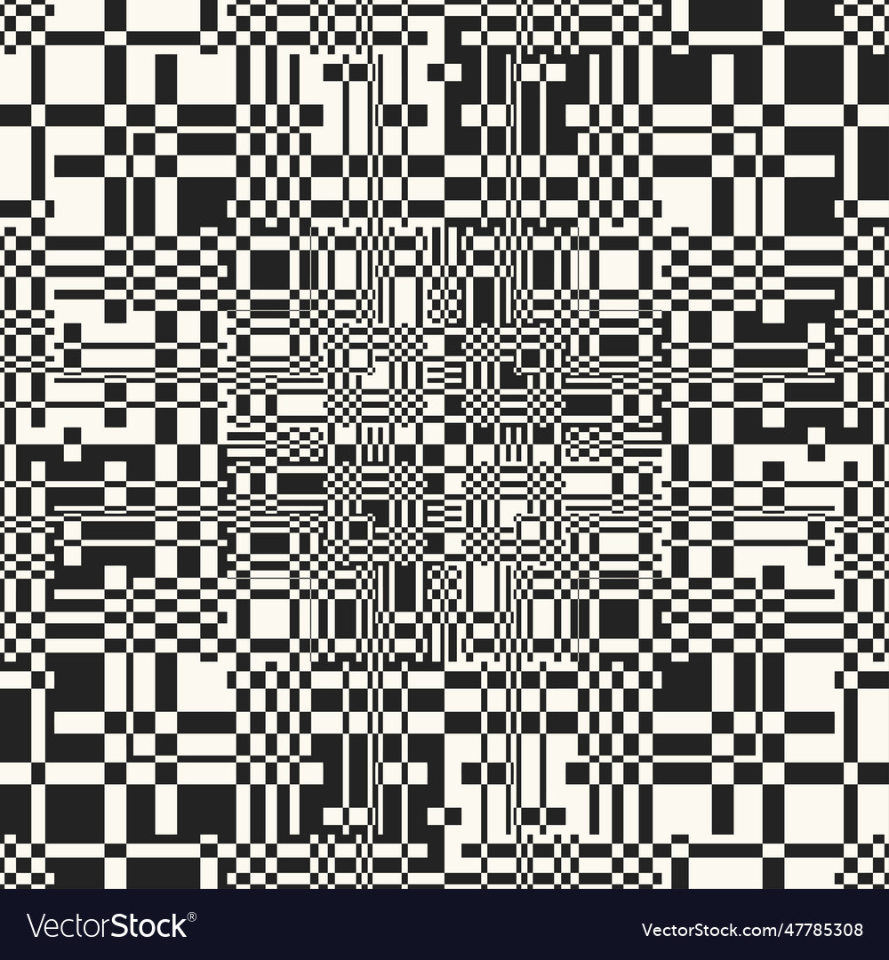 Monochrome glitch effect textured pattern vector image Monochrome glitch effect textured pattern