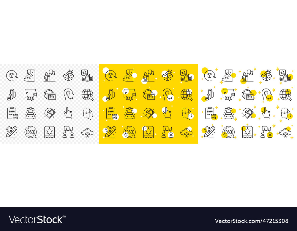 Outline web photo internet and qr code line icons vector image Outline web photo internet and qr code line icons