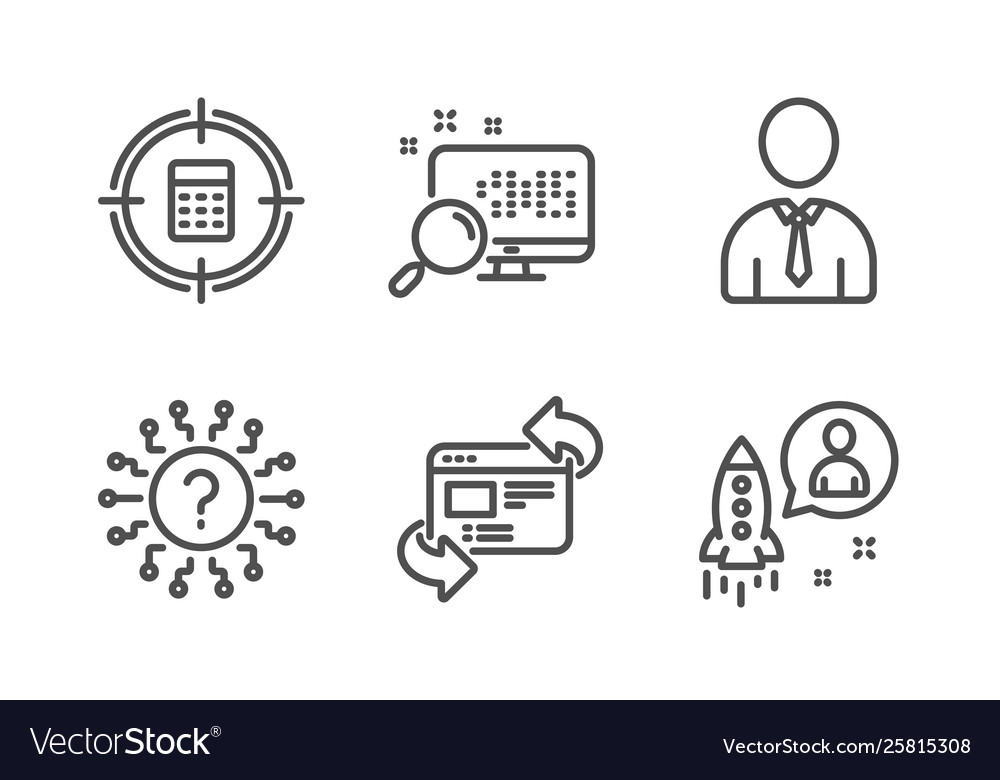Refresh website search and question mark icons vector image Refresh website search and question mark icons