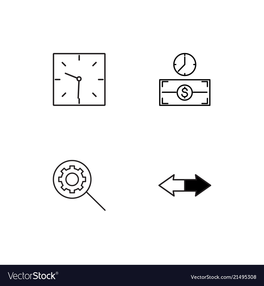 Time linear icons set simple outline