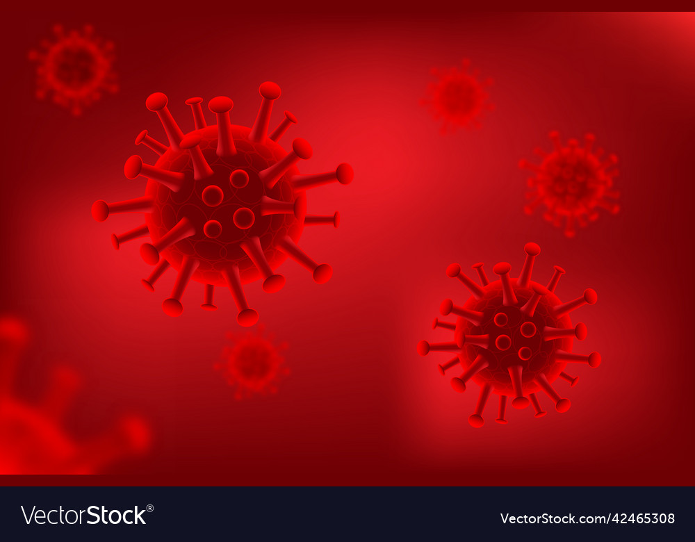 Viruses on red background horizontal