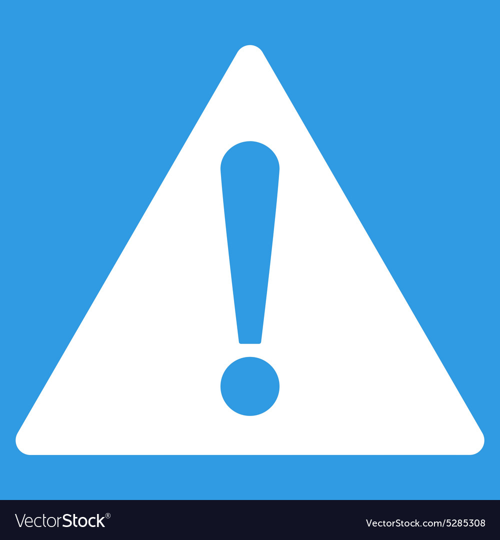 Warning flat white color icon Royalty Free Vector Image