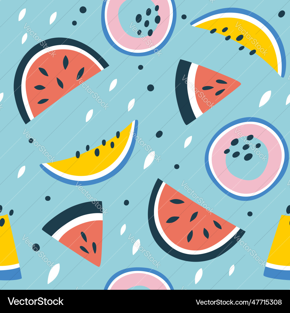Watermelon fruit seamless pattern Royalty Free Vector Image