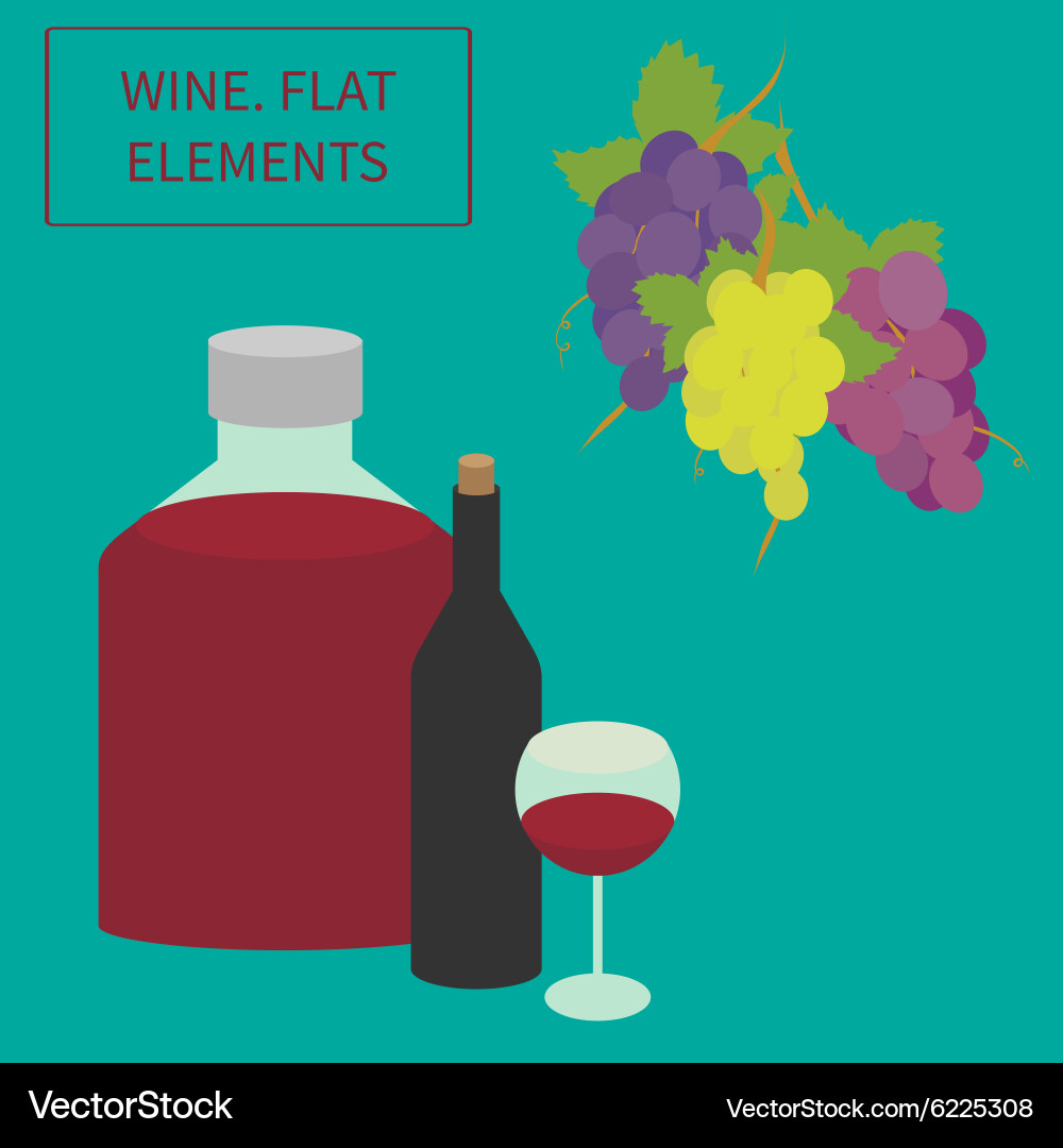Wine flat elements Royalty Free Vector Image - VectorStock