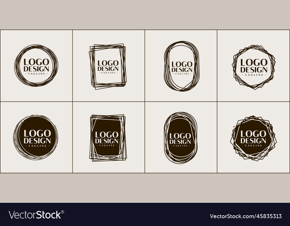 Abstract line shape border logo design template