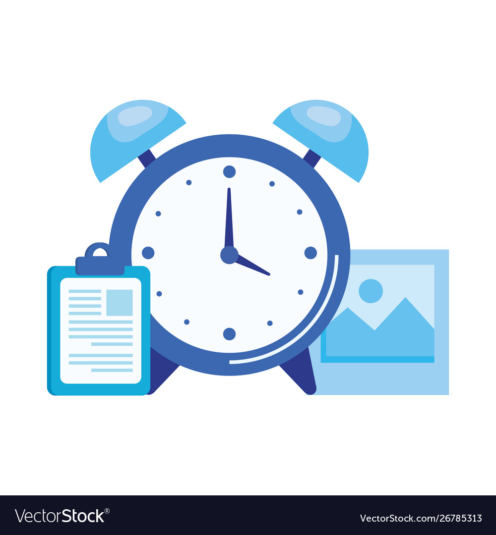 Alarm clock with checklist icon vector image Alarm clock with checklist icon