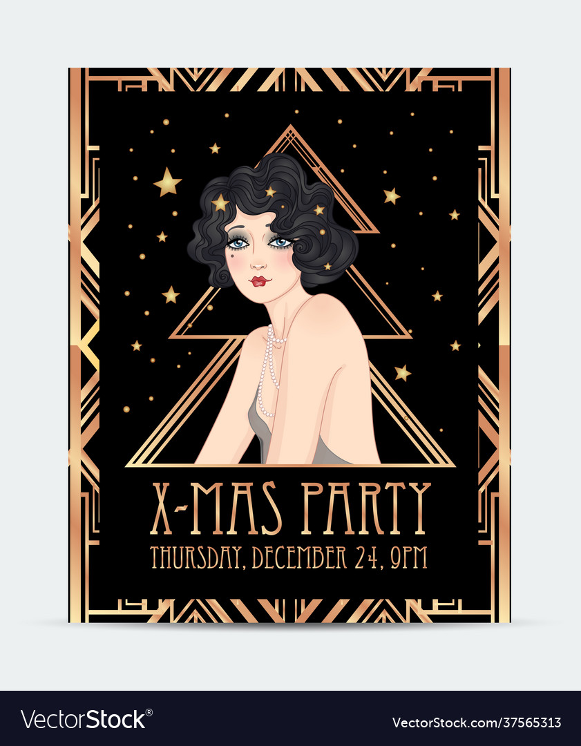 Art deco vintage flapper girl vector image Art deco vintage flapper girl