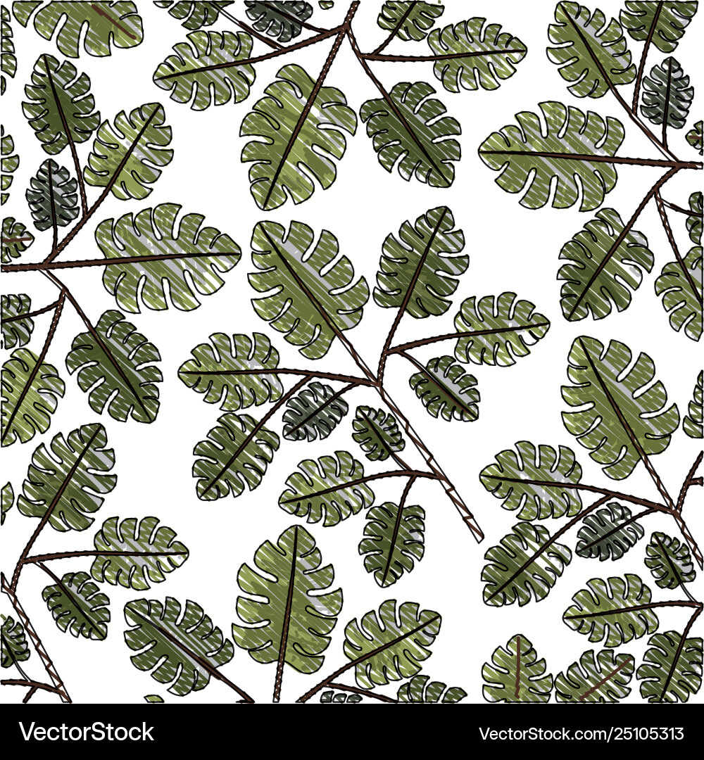 Branch with leafs ecology pattern Royalty Free Vector Image