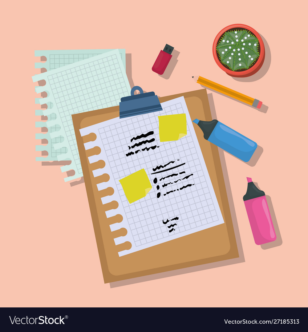 Checklist clipboard with supplies Royalty Free Vector Image