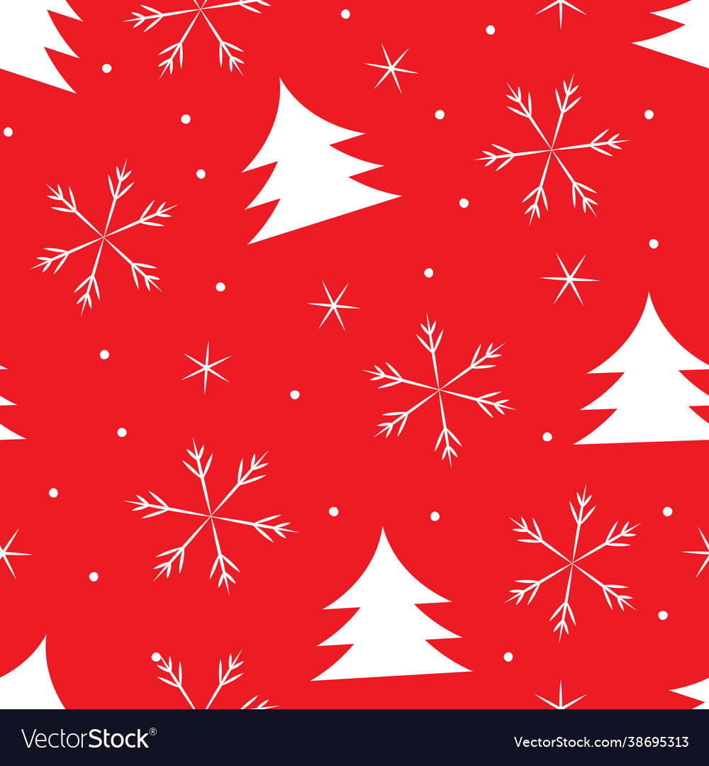 Christmas seamless pattern with tree and snowflake vector image Christmas seamless pattern with tree and snowflake