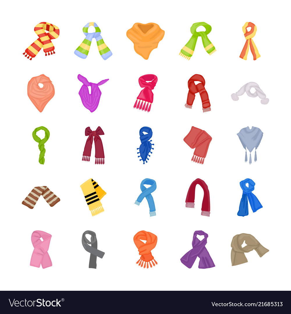 Colorful scarves icons pack