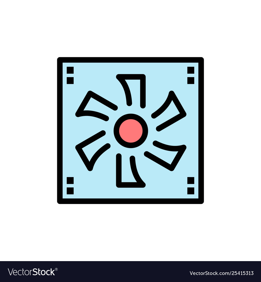 Cooler fan computer device flat color vector image Cooler fan computer device flat color