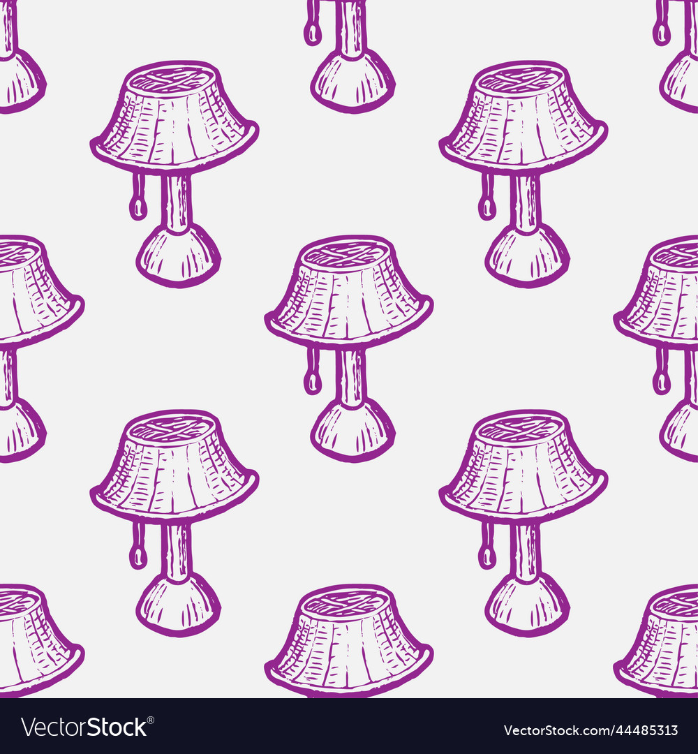 Desktop lamp seamless pattern on white background vector image Desktop lamp seamless pattern on white background