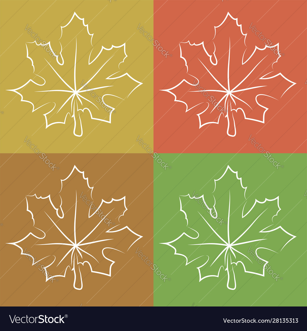 Line art with hand drawn white maple leaves