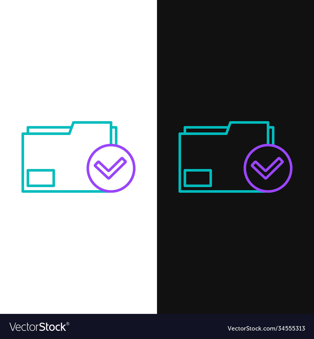 Line document folder and check mark icon isolated vector image Line document folder and check mark icon isolated