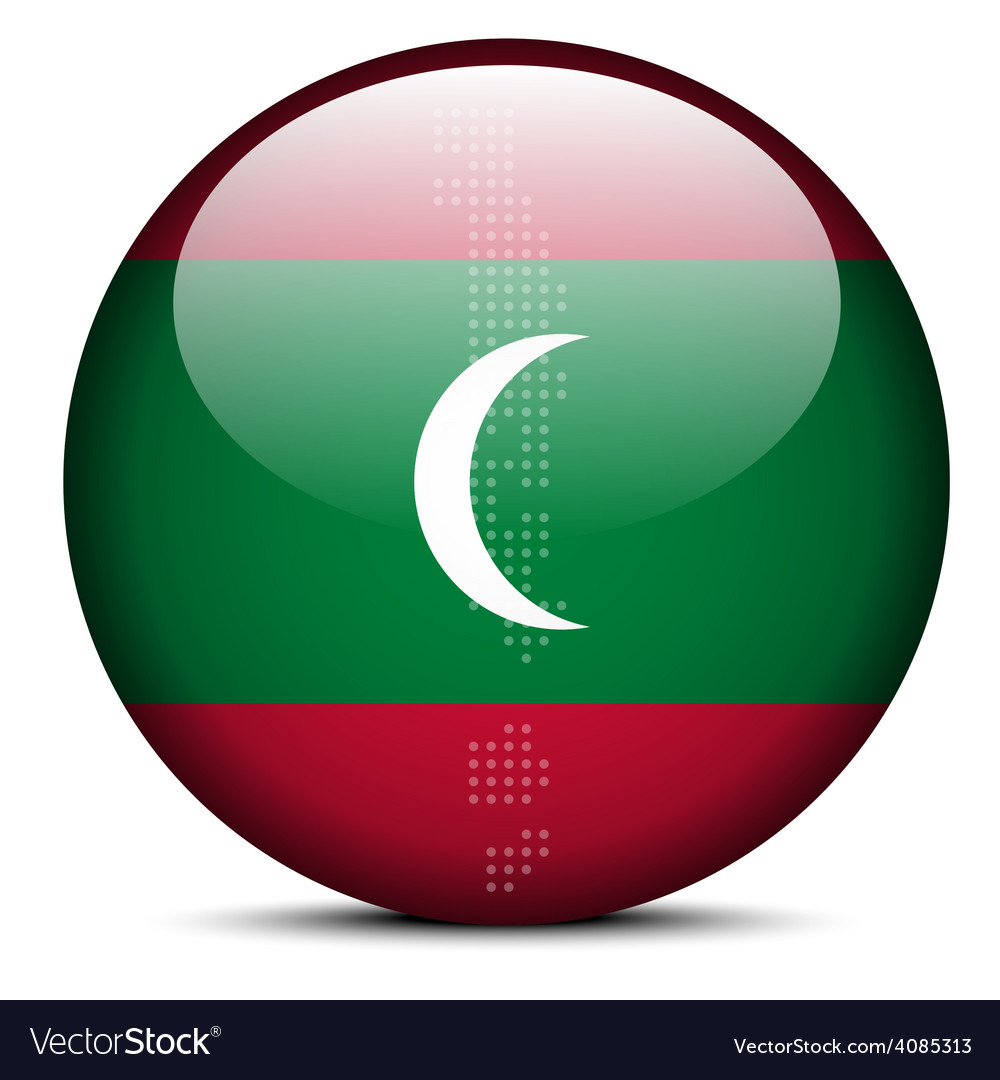 Map with dot pattern on flag button of maldives