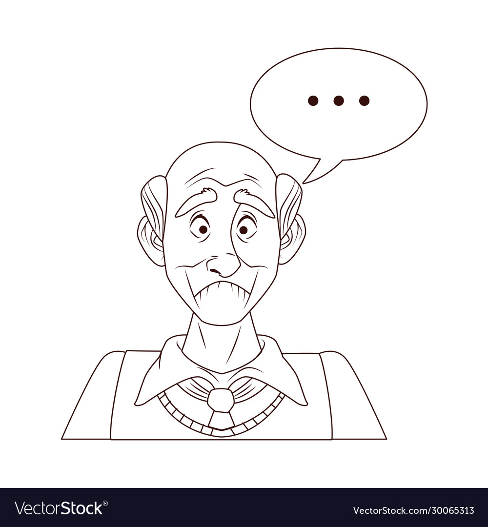 Old grandfather with consecutive points in speech vector image Old grandfather with consecutive points in speech