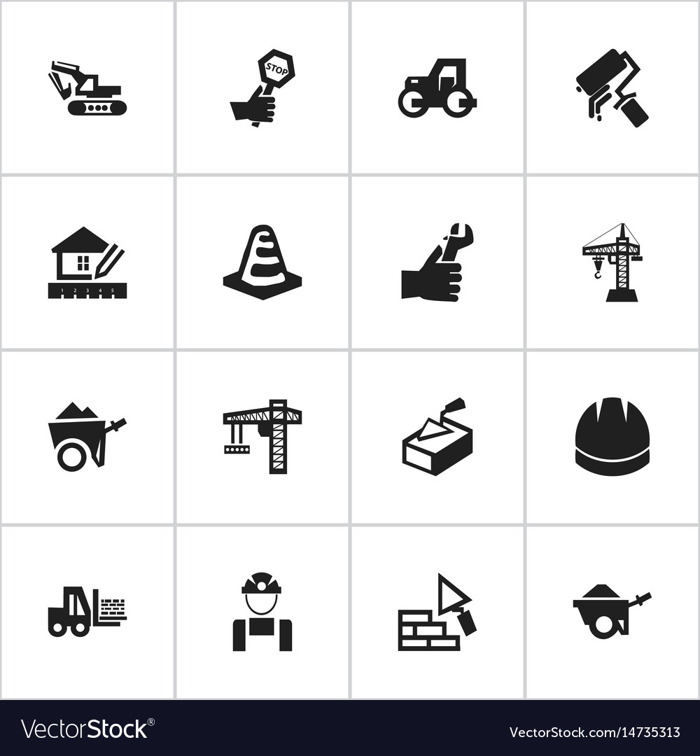 Set of 16 editable building icons includes