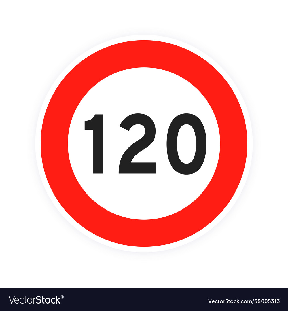 Speed limit 120 round road traffic icon sign flat Vector Image