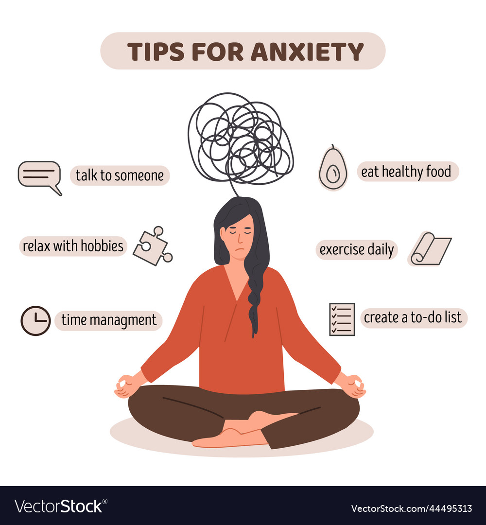 Stressed depressed woman with anxiety disorder Vector Image