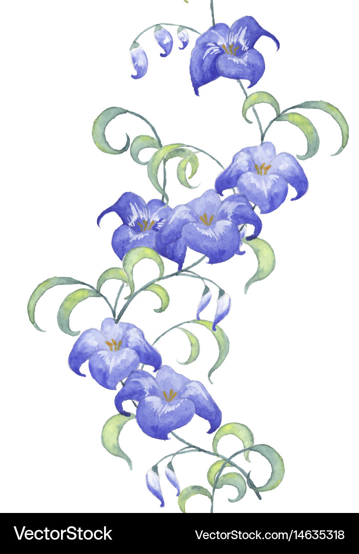 Blue flowers seamless pattern Royalty Free Vector Image