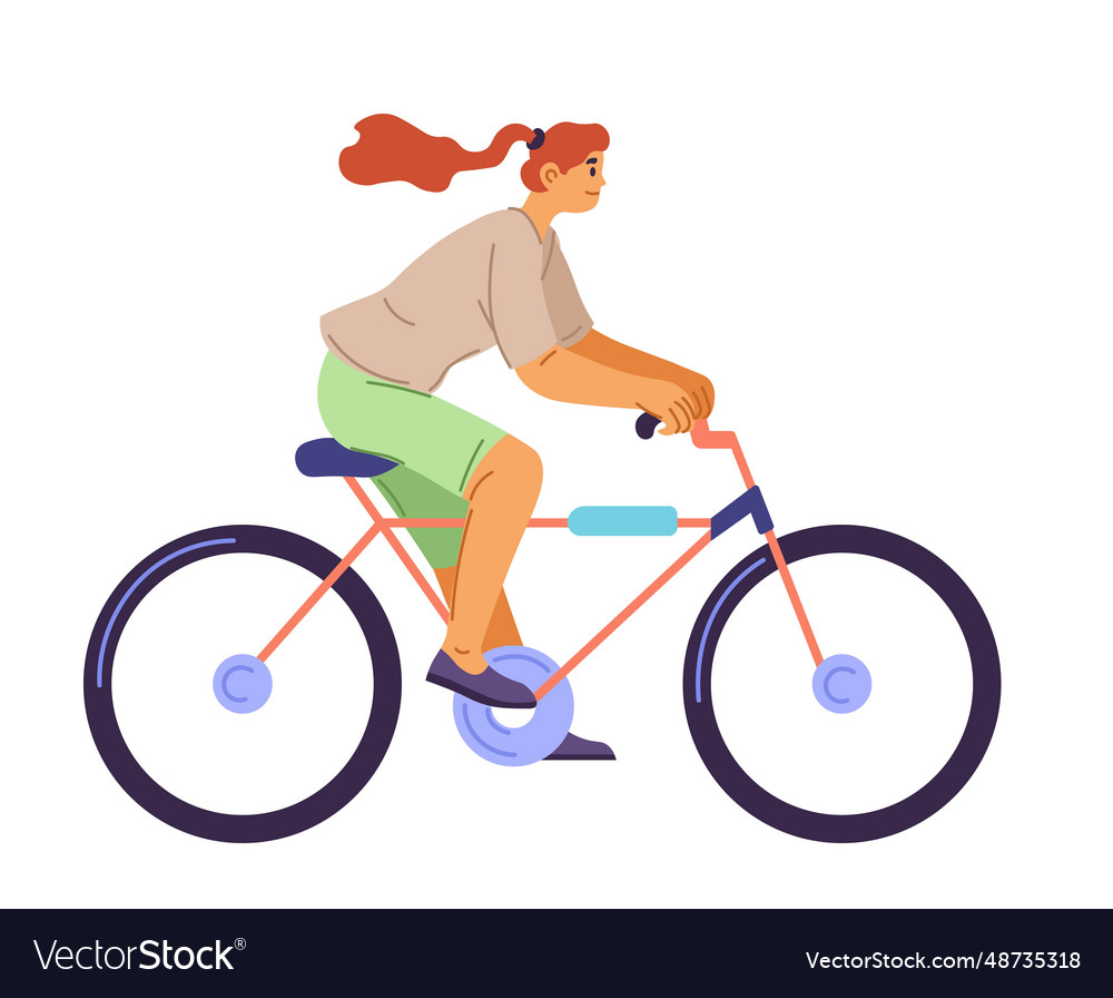 Eco transport female character riding bicycle Vector Image