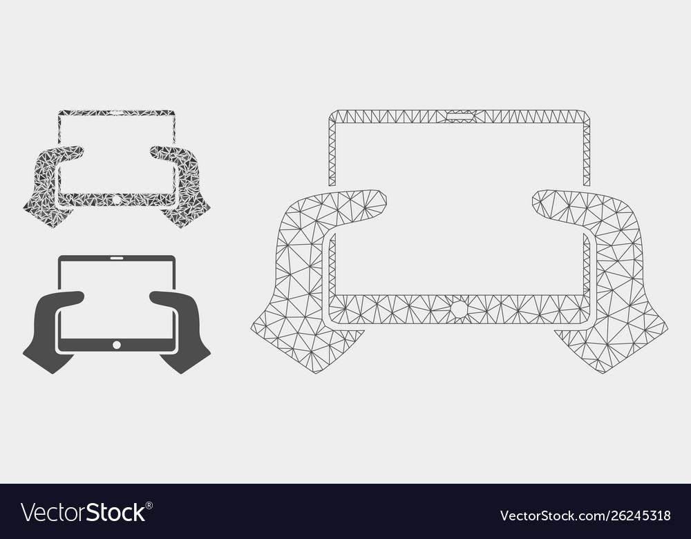 Hands hold pda mesh wire frame model vector image Hands hold pda mesh wire frame model