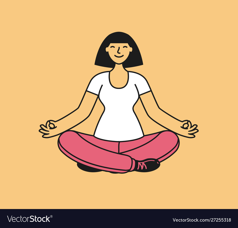 Happy girl sitting in lotus pose yoga fitness Vector Image