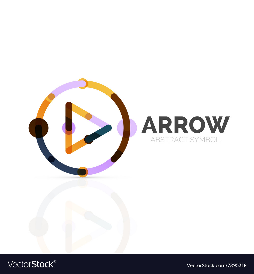 Linear arrow abstract logo connected multicolored
