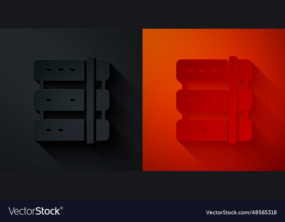 Paper cut server data web hosting icon isolated vector image Paper cut server data web hosting icon isolated