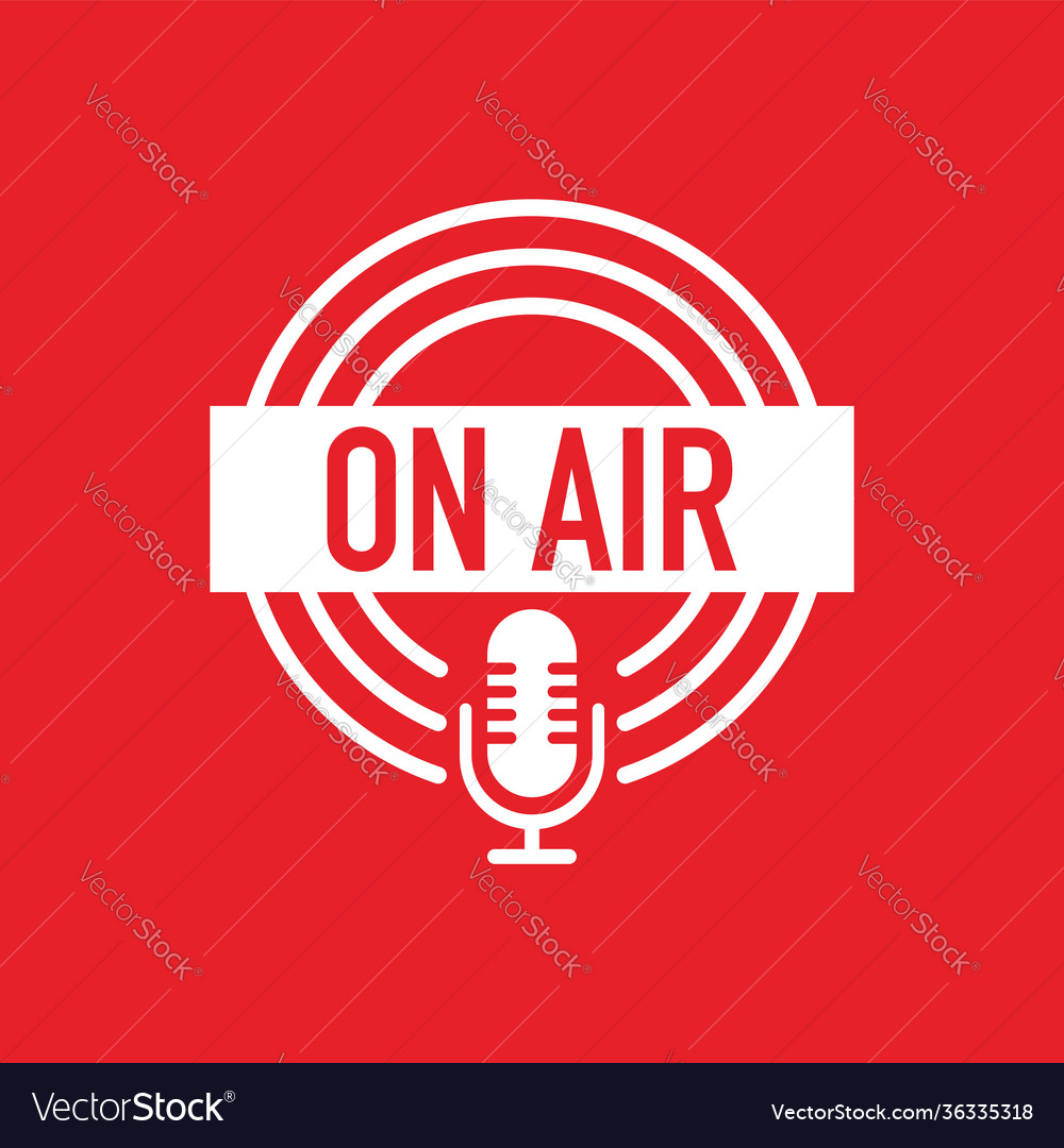 Podcast on air white icon on red background Vector Image