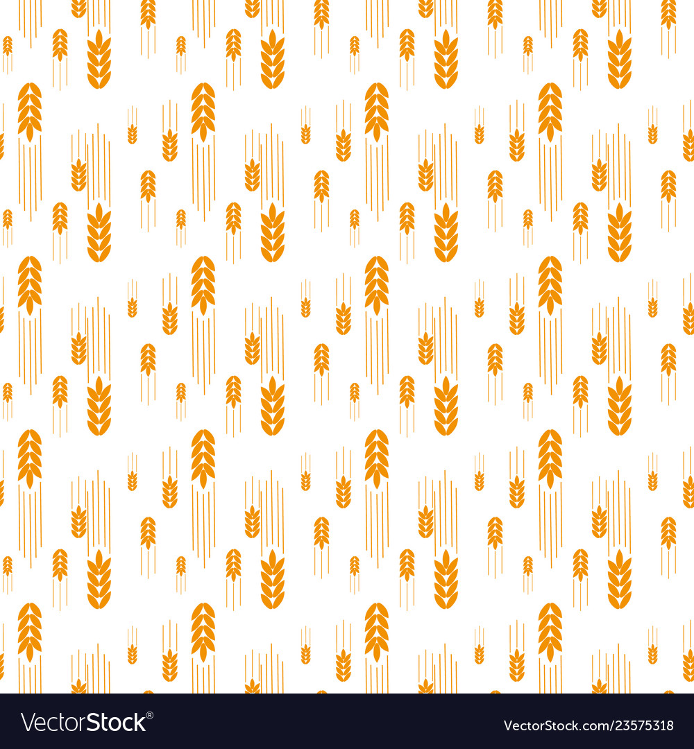 Seamless pattern simple ears of wheat