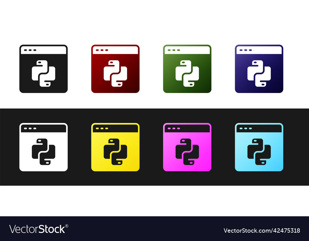 Set python programming language icon isolated vector image Set python programming language icon isolated