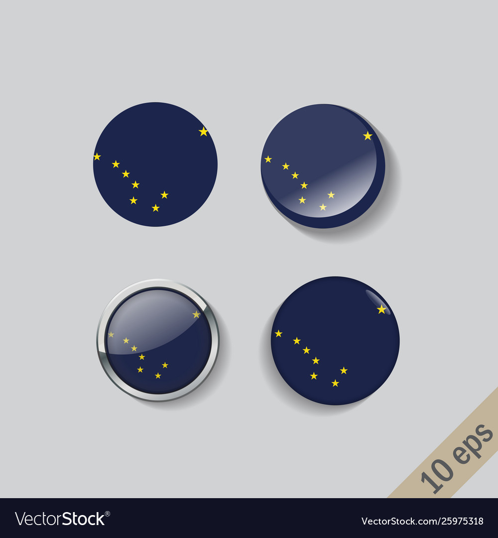 Set round buttons with image alaska vector image Set round buttons with image alaska