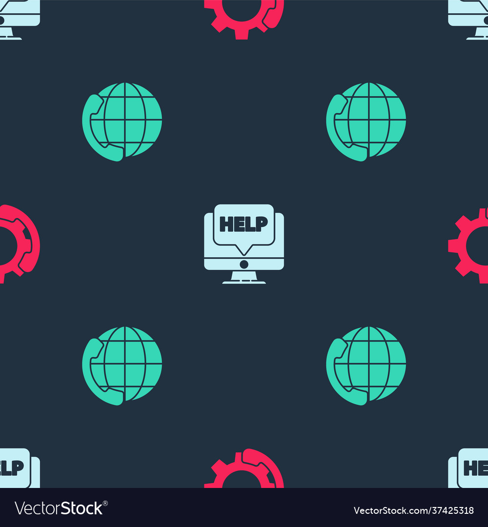 Set telephone 24 hours support computer monitor vector image Set telephone 24 hours support computer monitor
