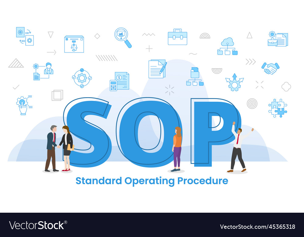 Sop standard operating procedure concept with big Vector Image