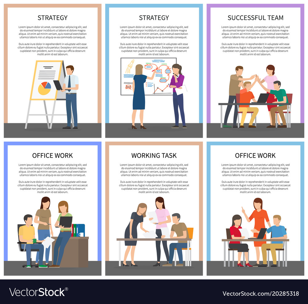 Strategy And Office Work Set Royalty Free Vector Image