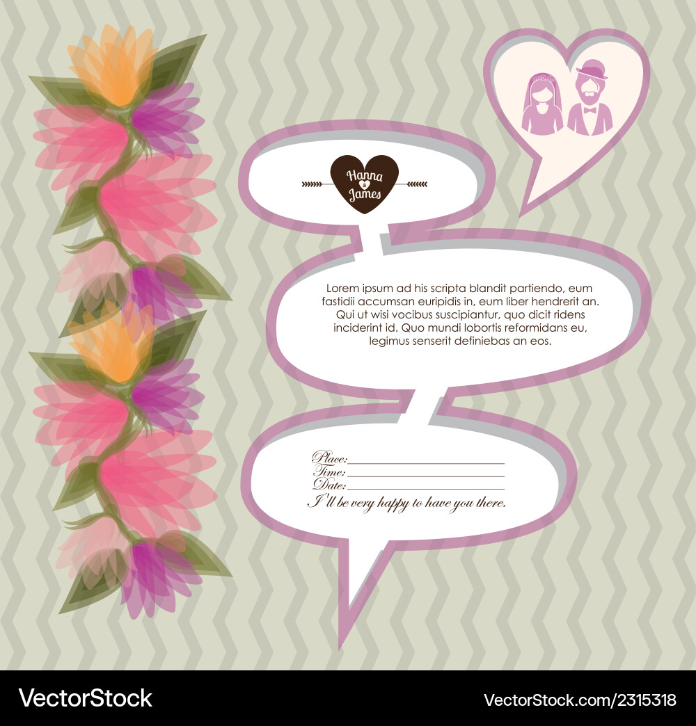 Wedding design over pattern background Royalty Free Vector