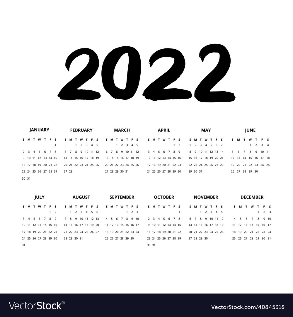 Year 2022 small calendars