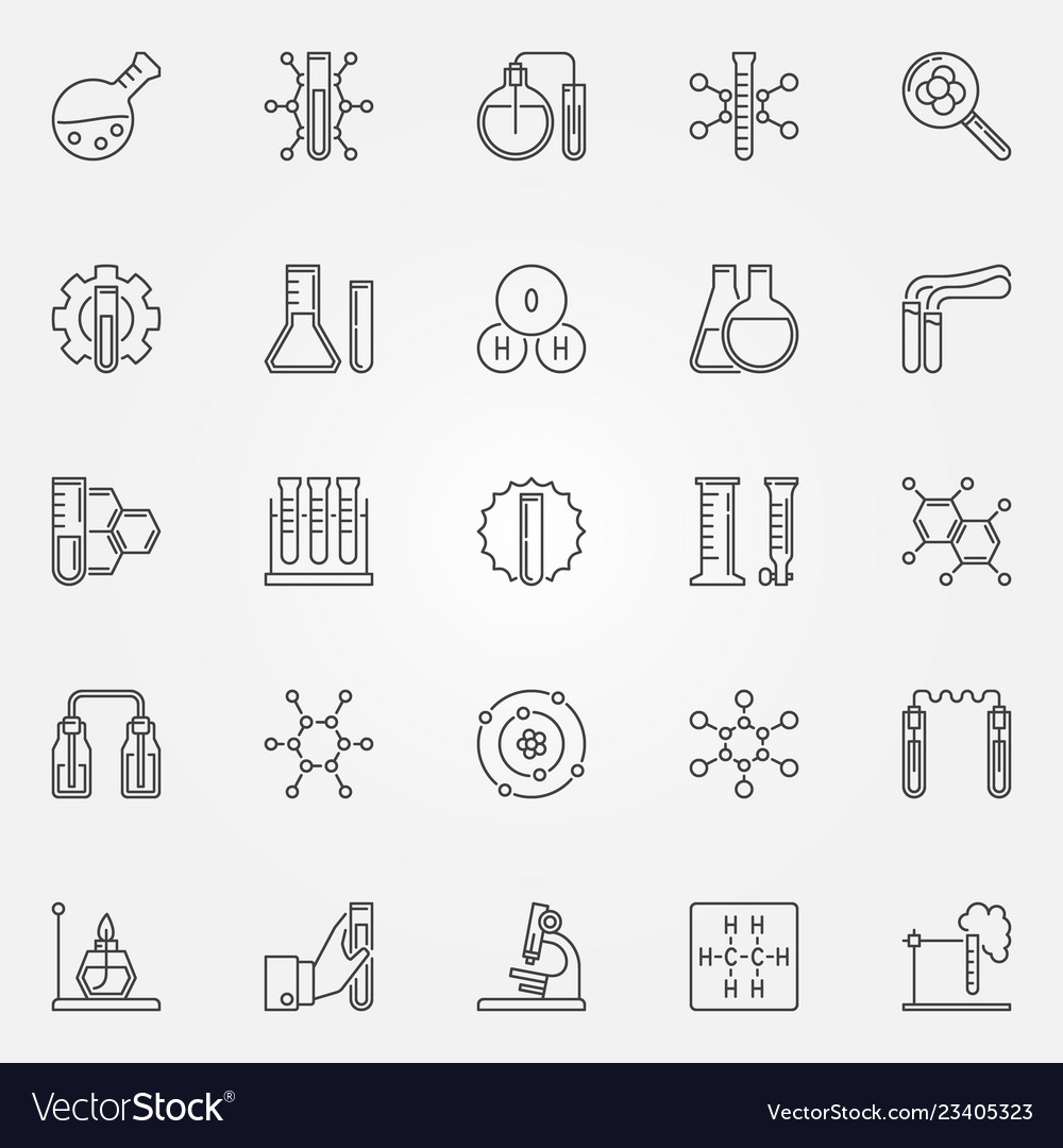 Chemistry icons set - chemical science line Vector Image