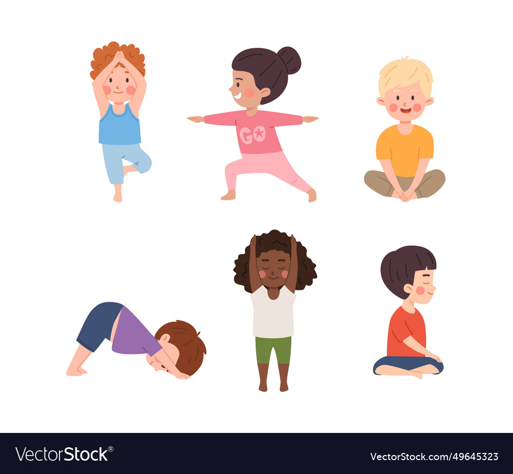 Children in yoga poses little kids doing yoga Vector Image