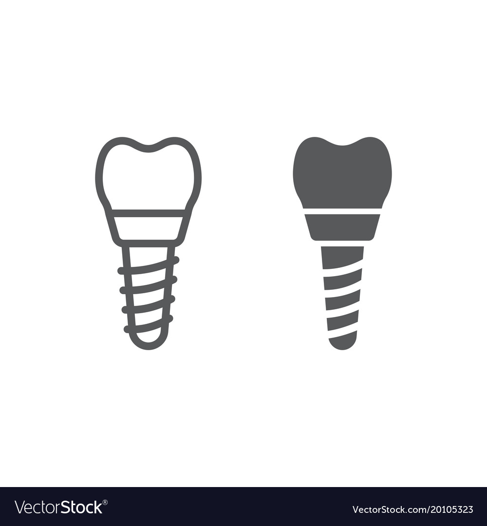 Zahnimplantatlinie und Glyph-Icon-Stomatologie