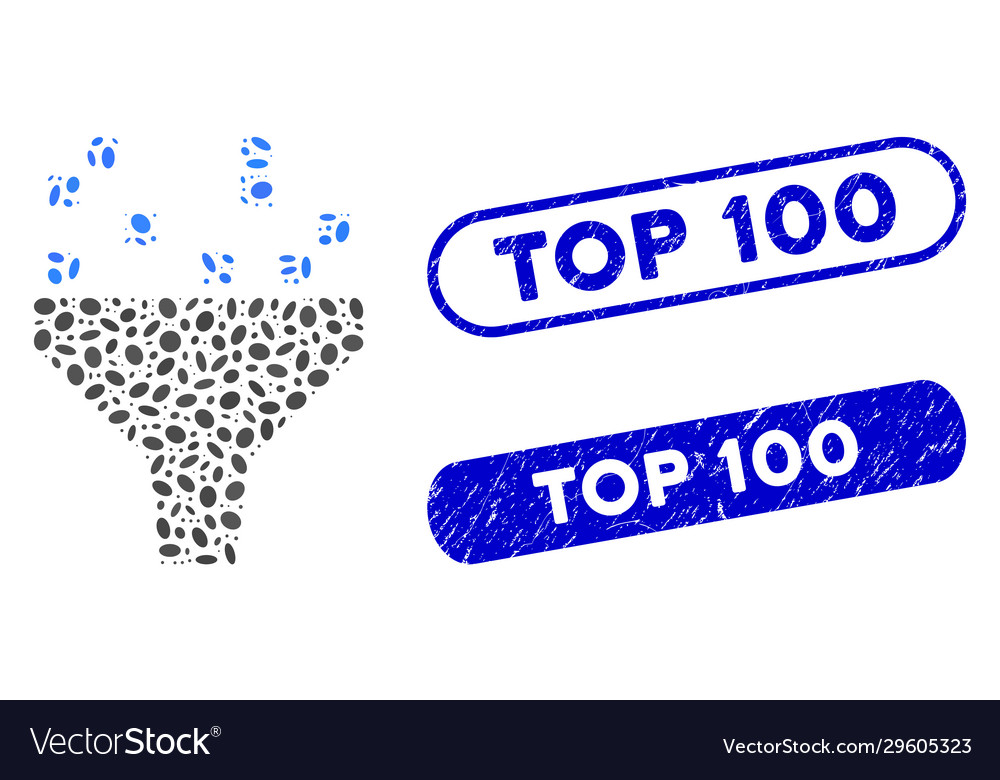 Ellipse collage data filter with textured top 100 vector image Ellipse collage data filter with textured top 100