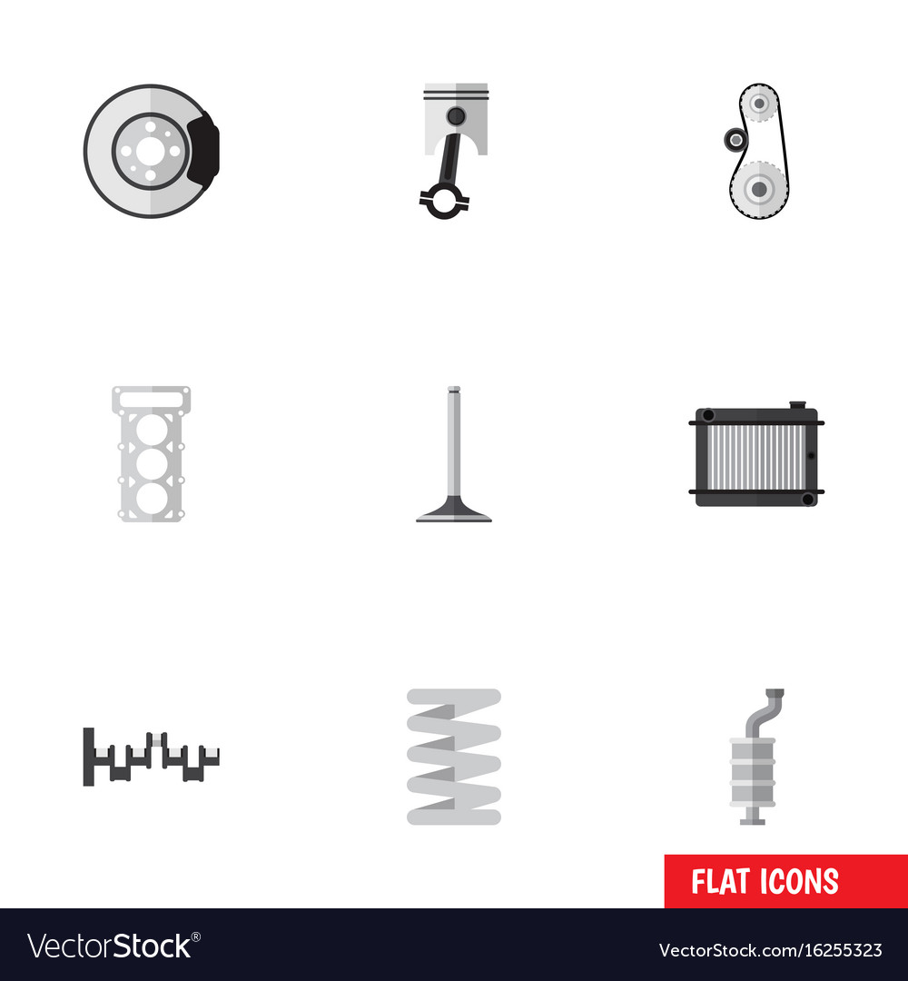 Flat icon component set of cambelt heater conrod