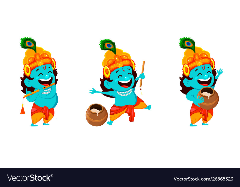 Funny cartoon character lord krishna Royalty Free Vector Funny cartoon character lord krishna Royalty Free Vector