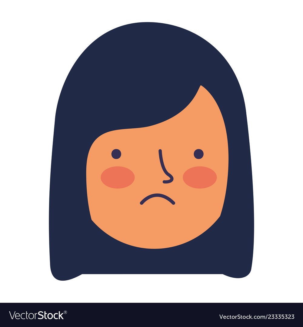 Girl face sad expression gesture Royalty Free Vector Image