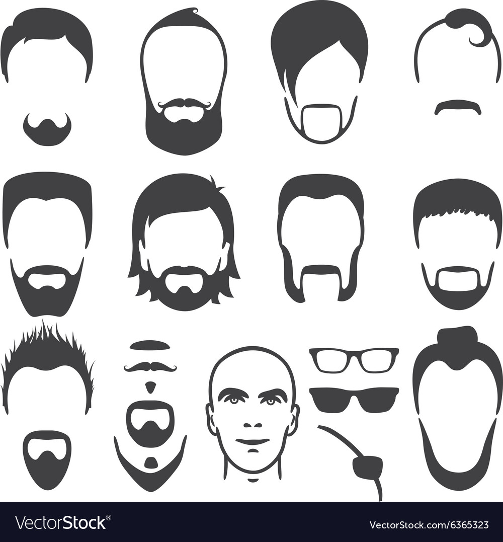 men face vector black and white